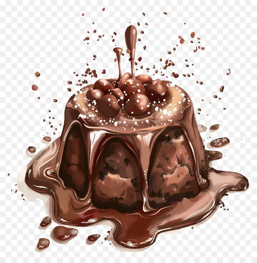 Lave Gâteau，Gâteau Fudge Au Chocolat PNG