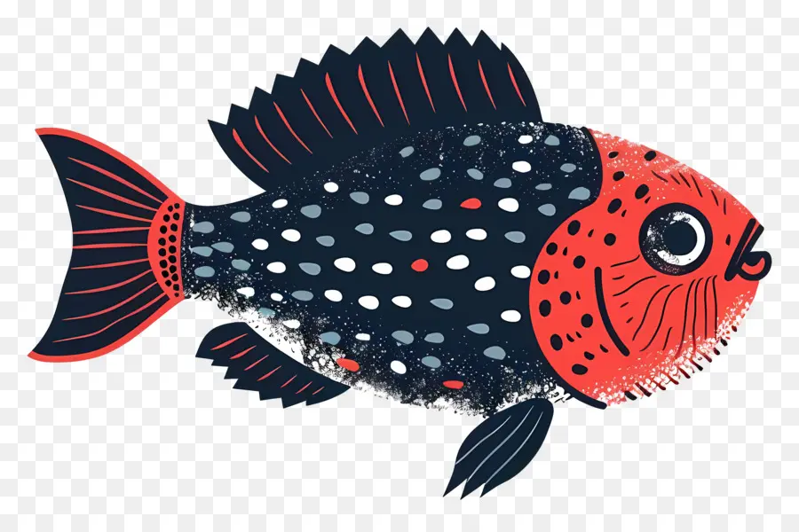 Les Poissons，Motif Rouge Et Noir PNG