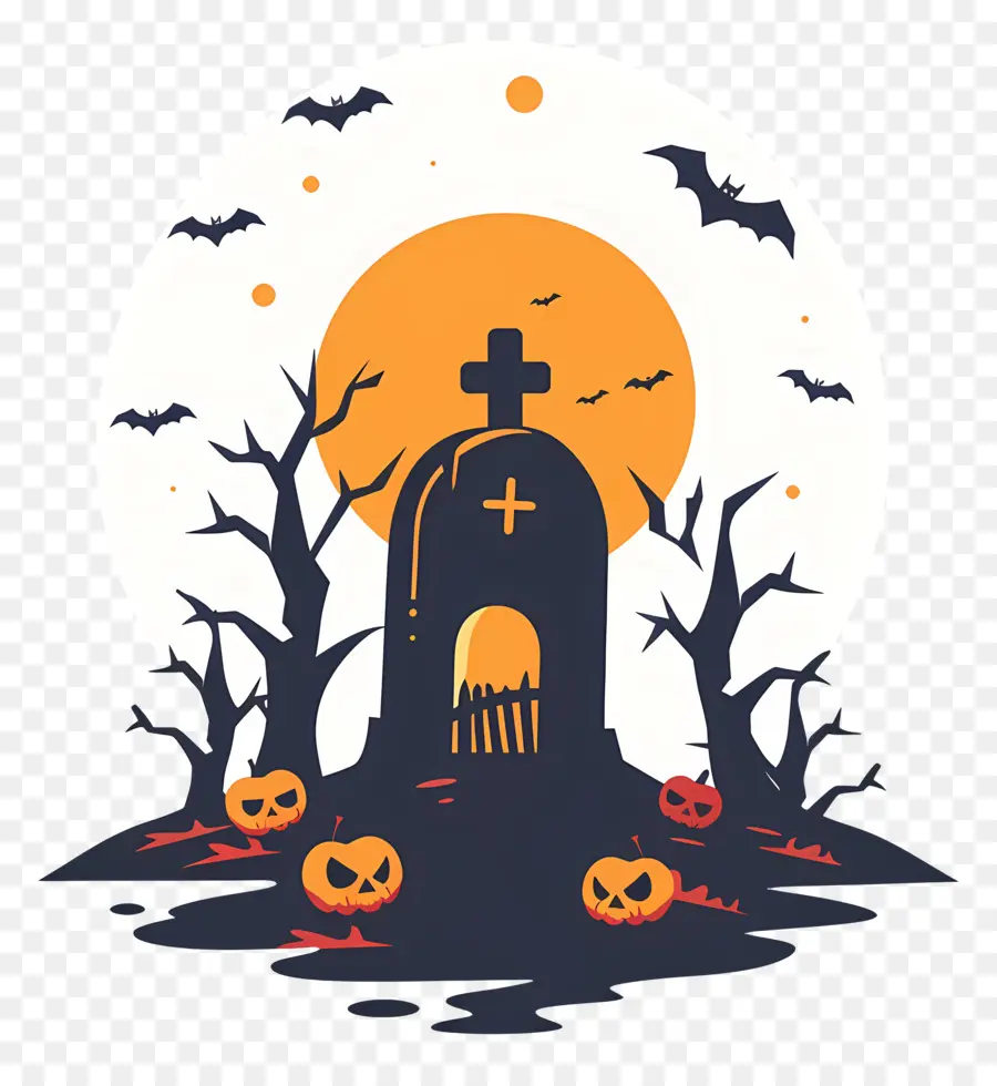 Tombe D'halloween，Cimetière Hanté PNG