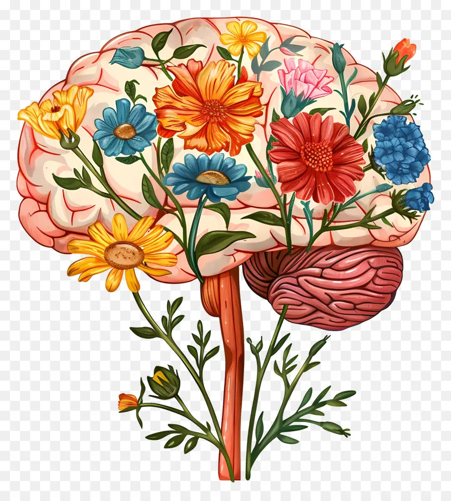 Cerveau Floral，Cerveau PNG