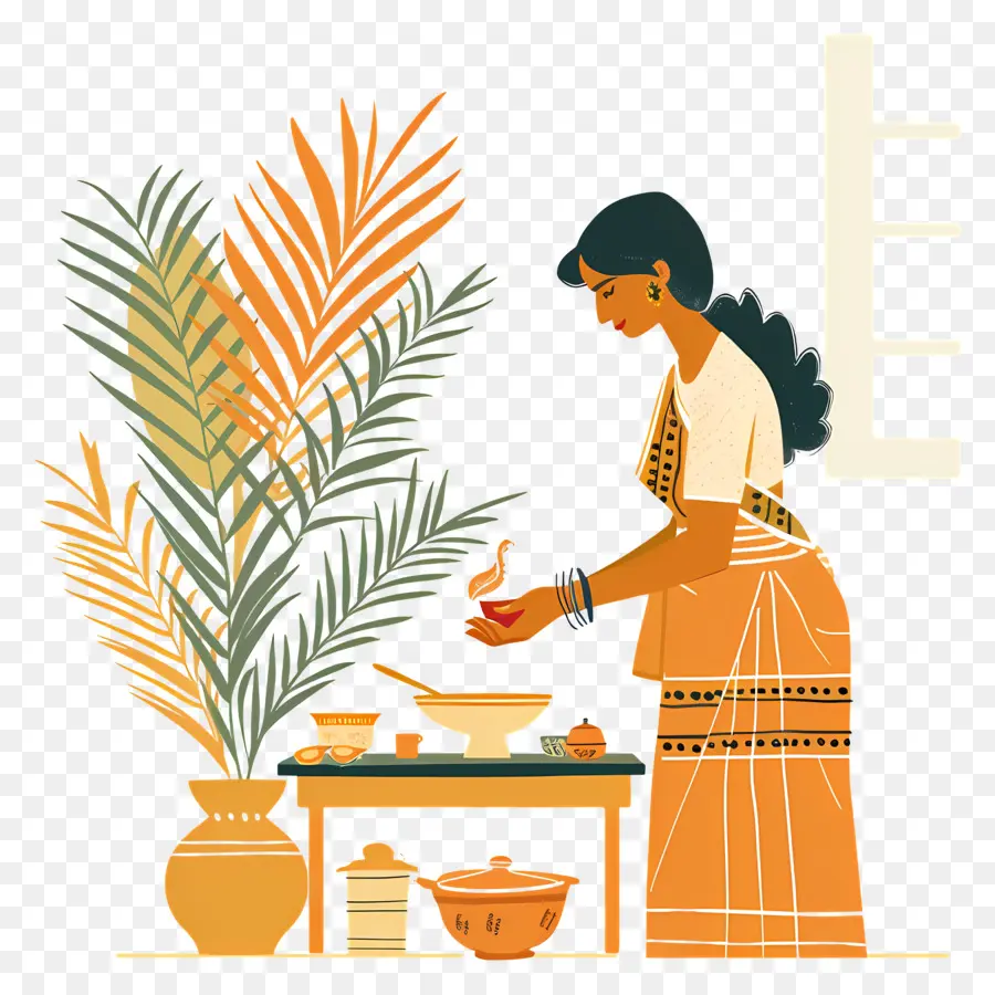 Femme Au Foyer Indienne，La Cuisson PNG