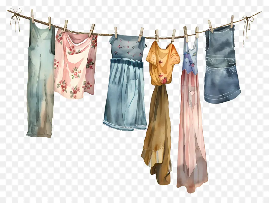 Vêtements Accrochés à La Corde à Linge，Corde à Linge PNG