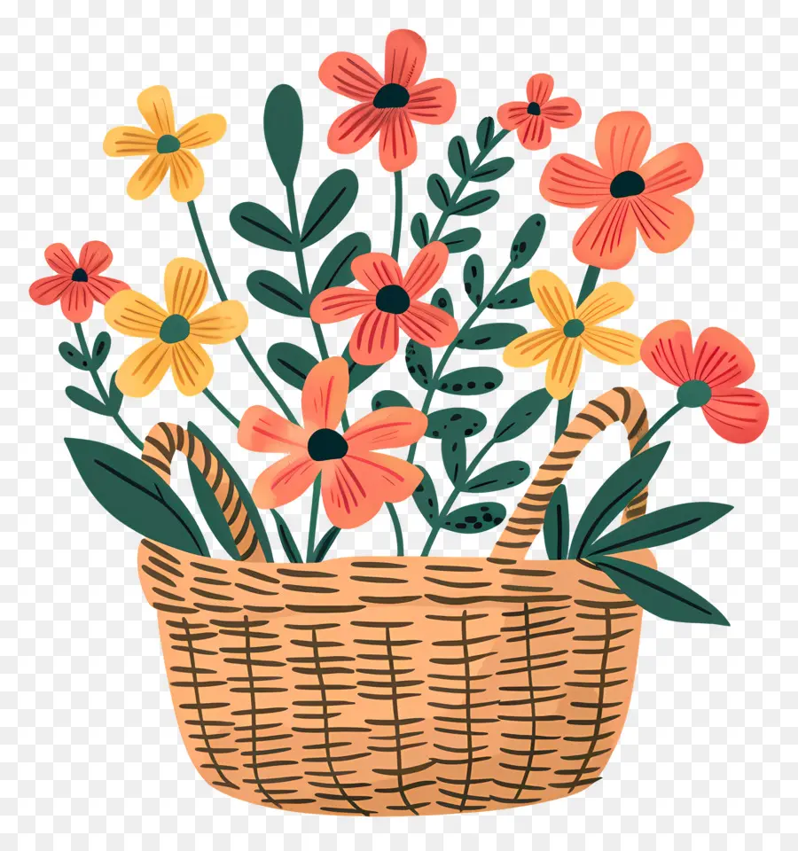 Panier Avec Des Fleurs，Panier De Fleurs PNG