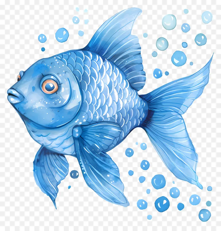 Poisson Bleu，Peinture à L'aquarelle PNG