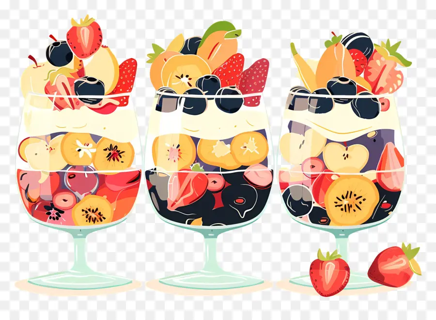 Fruit Parfaits，Verres De Fruits PNG