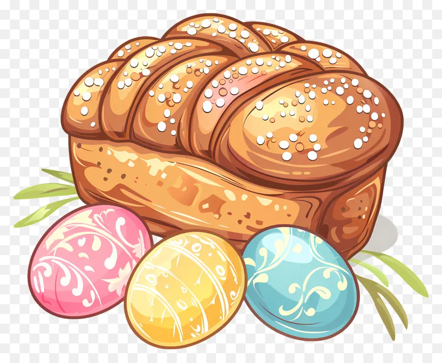 Pain De Pâques，Oeufs Colorés PNG