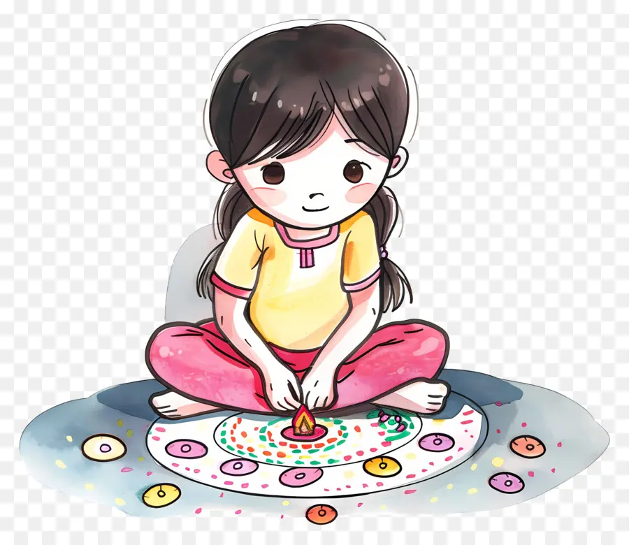 Fille Qui Fait Des Rangolis，La Prière PNG