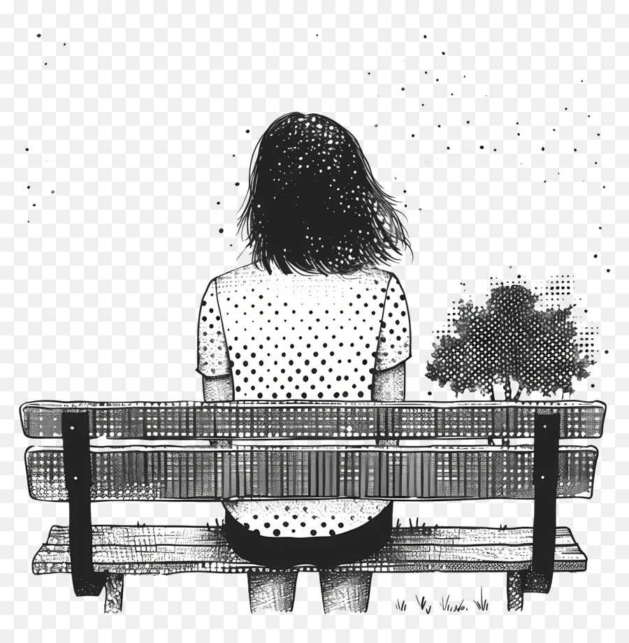 Fille Assise Sur Le Banc，La Nuit PNG