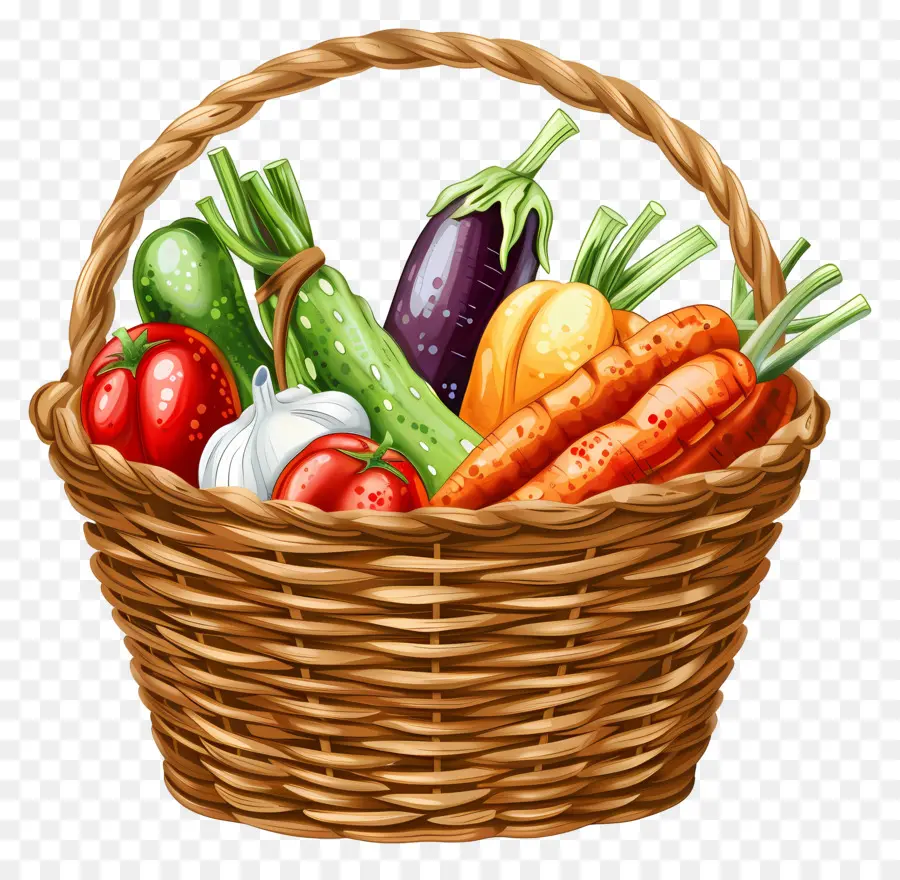 Panier Avec Légumes，Panier Tissé PNG