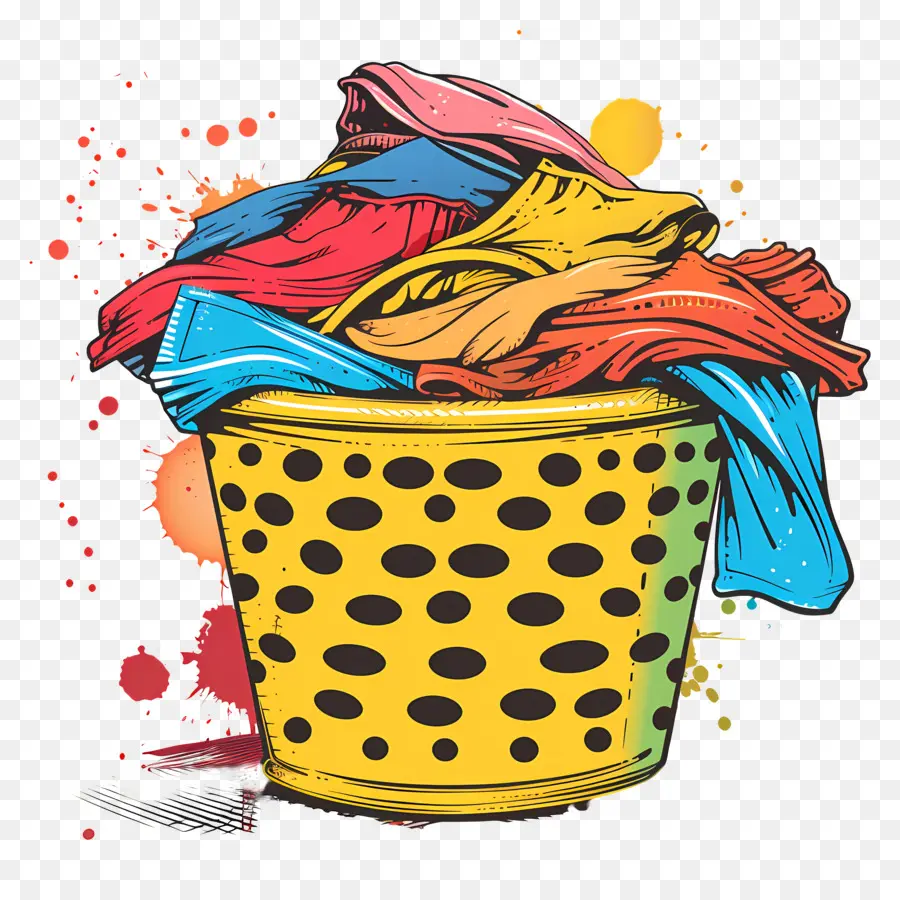 Panier à Linge Avec Des Vêtements，La Lessive PNG