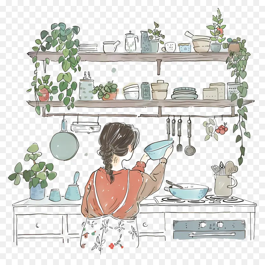 Femme Dans La Cuisine，Cuisine Moderne Design PNG