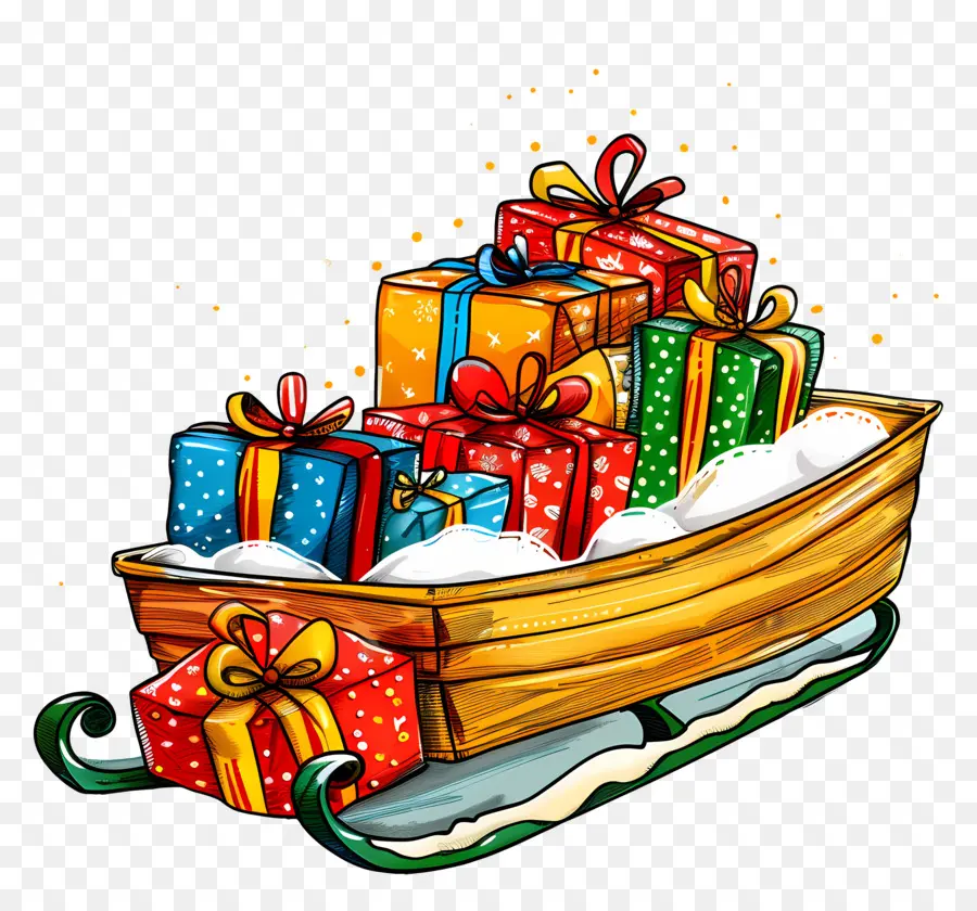 Cadeaux De Noël，Cadeaux Sur Le Traîneau PNG