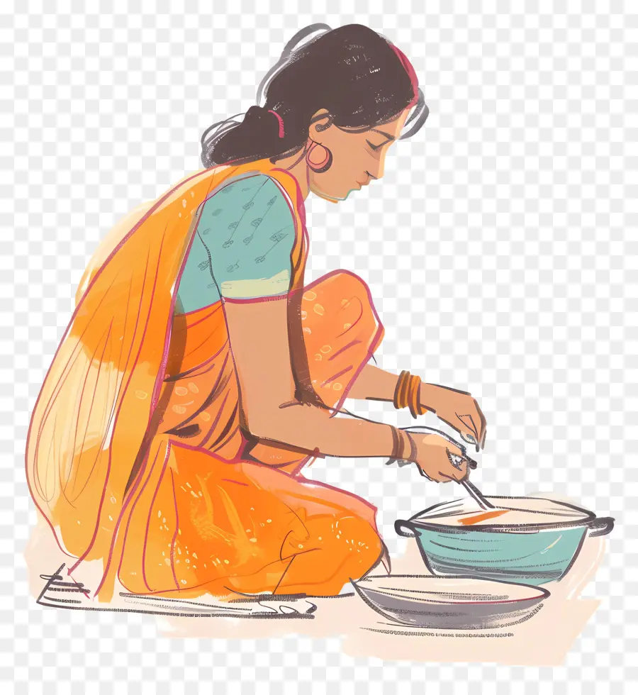 Femme Au Foyer Indienne，La Cuisine Indienne PNG