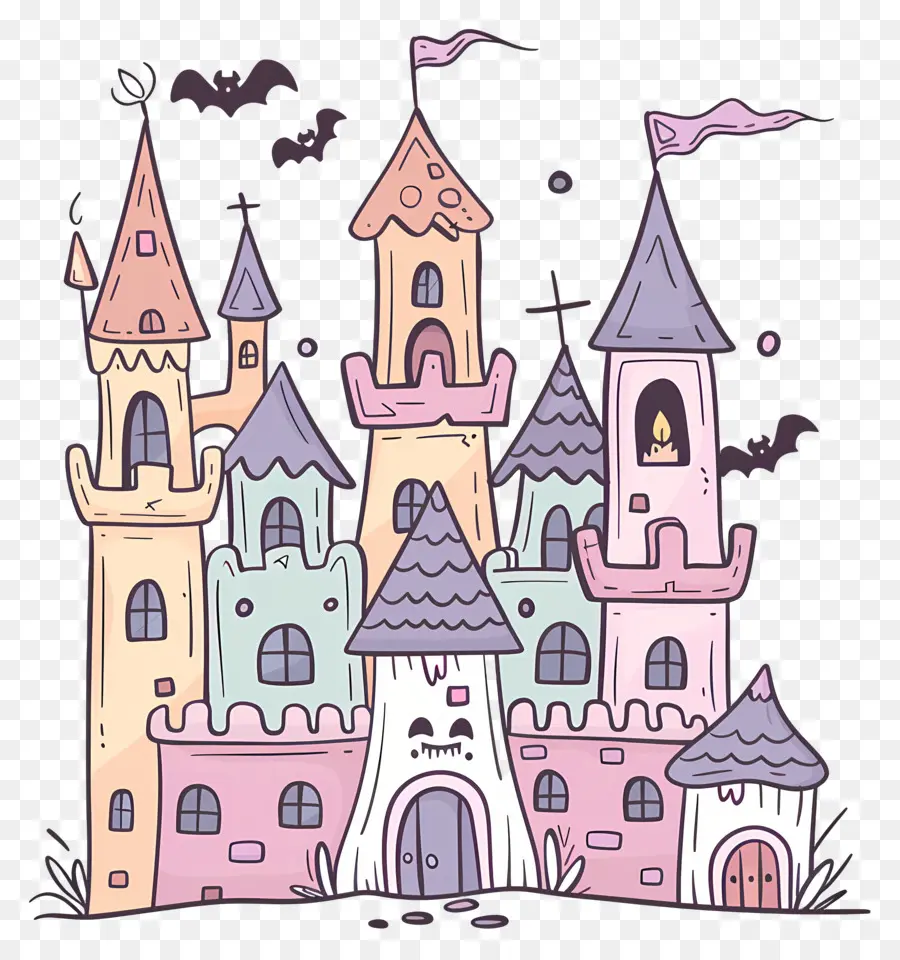 Château D'halloween Effrayant，Château Gothique PNG