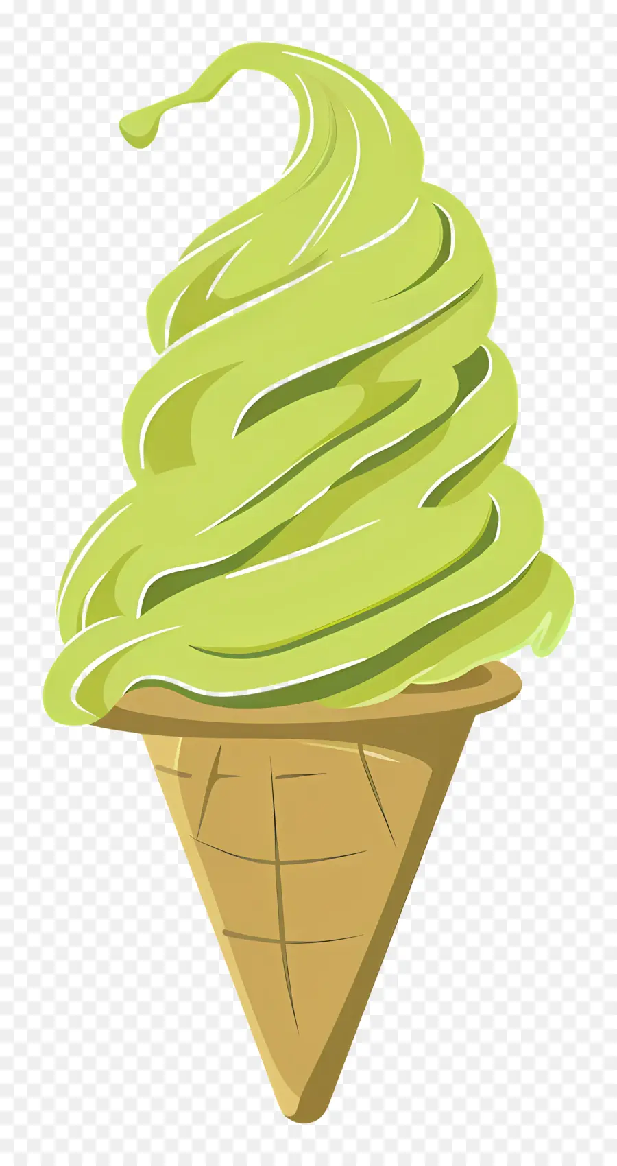 Le Matcha à La Crème Glacée，Cornet De Crème Glacée Verte PNG