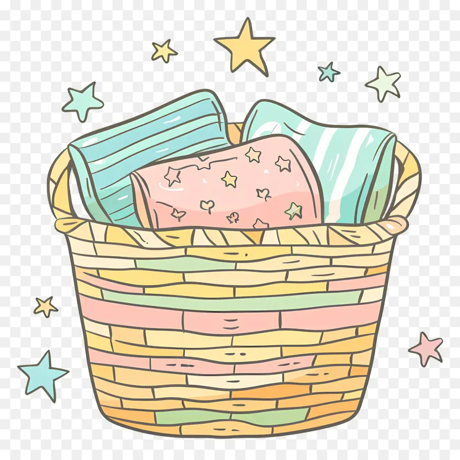 Panier à Linge Avec Des Vêtements，Panier Tissé PNG