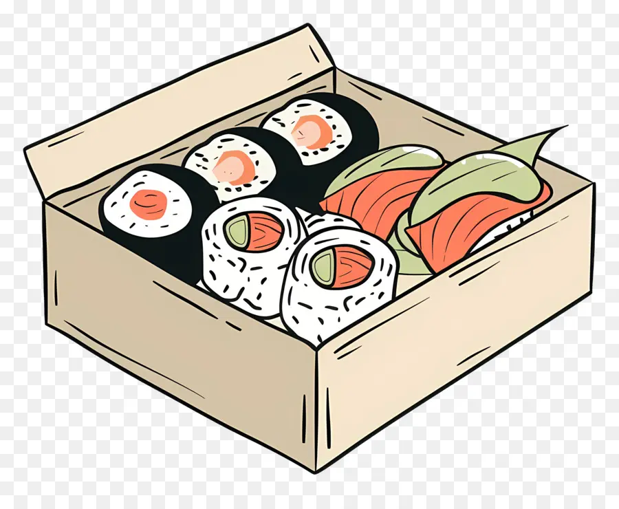 Boîte Avec Sushi，Sushi PNG