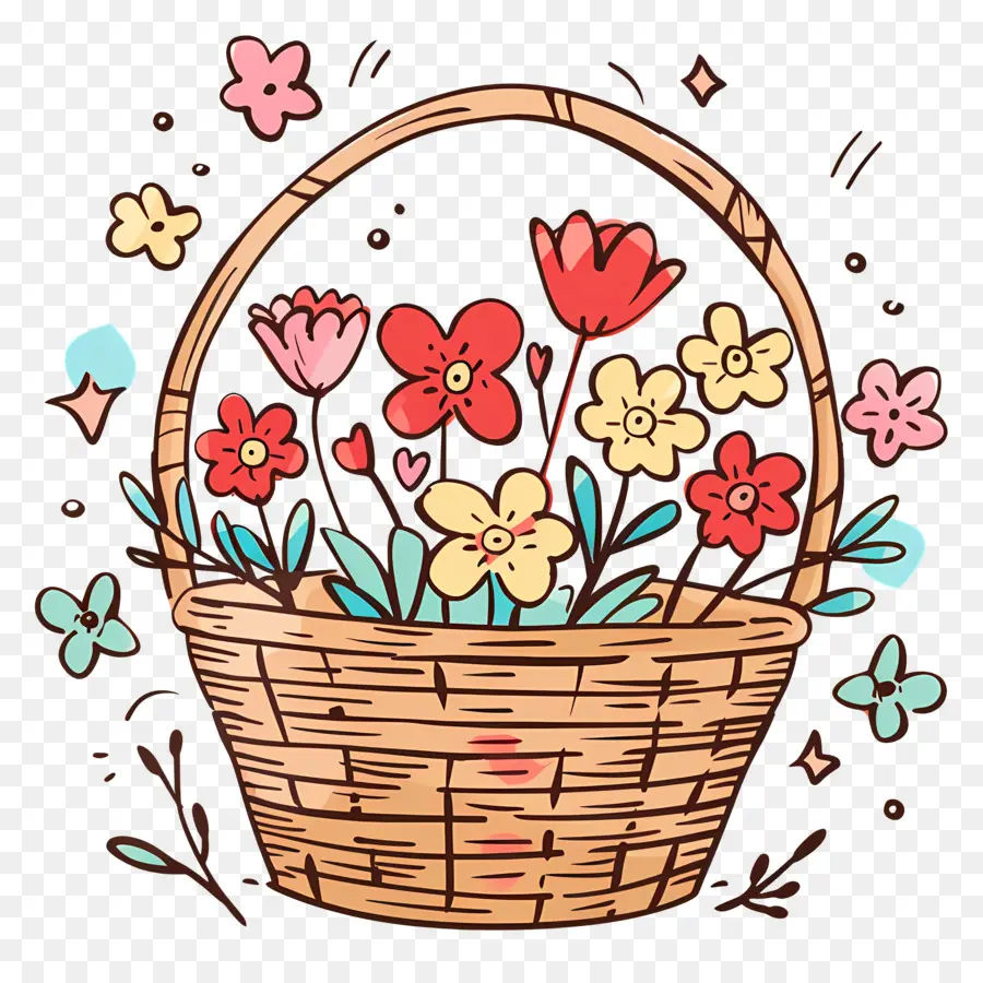 Panier Avec Des Fleurs，Panier De Fleurs PNG