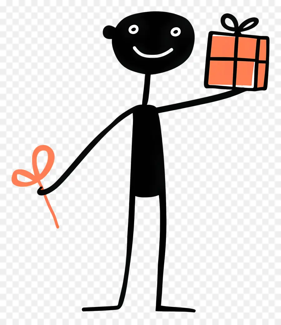 Stickman Avec Boîte Cadeau，Anniversaire PNG