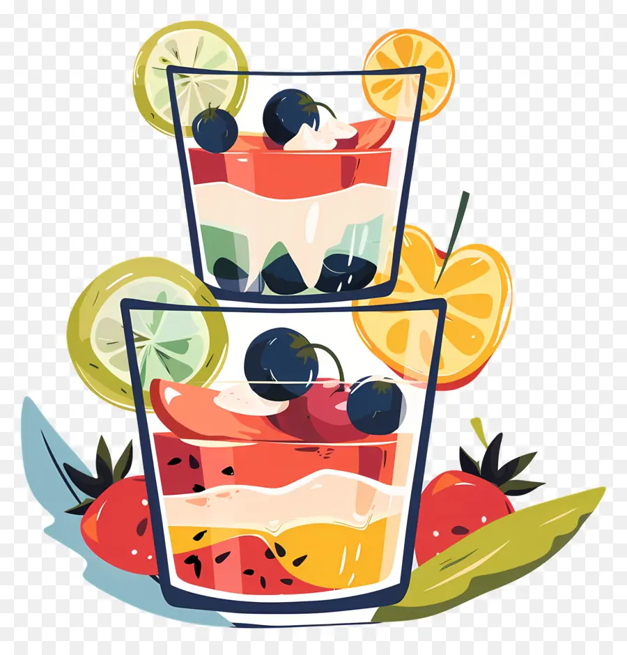 Fruit Parfaits，Cocktail De Fruits PNG