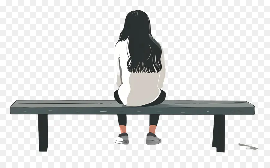 Fille Assise Sur Le Banc，Femme PNG