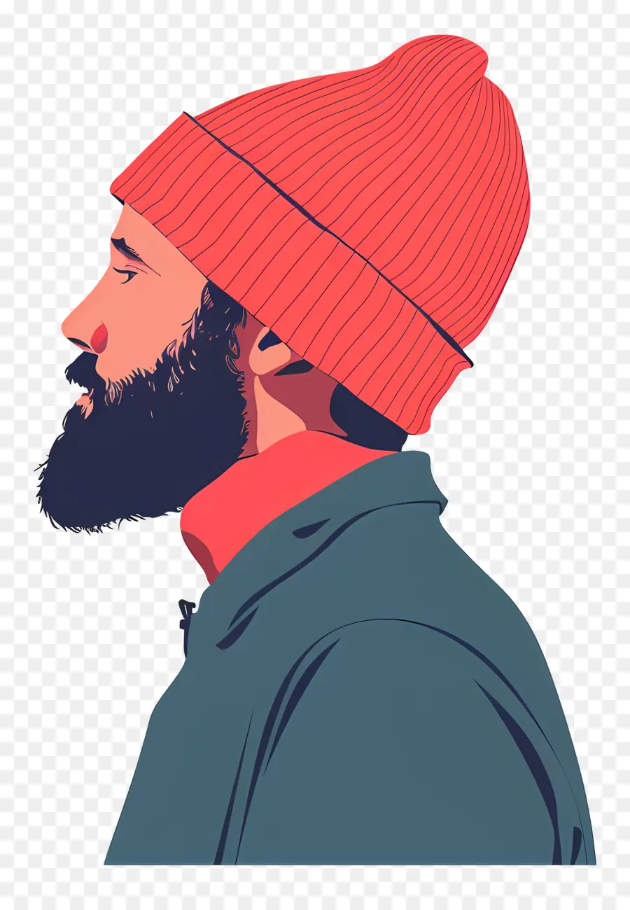 Mec Avec Bonnet，L'homme Avec La Barbe PNG