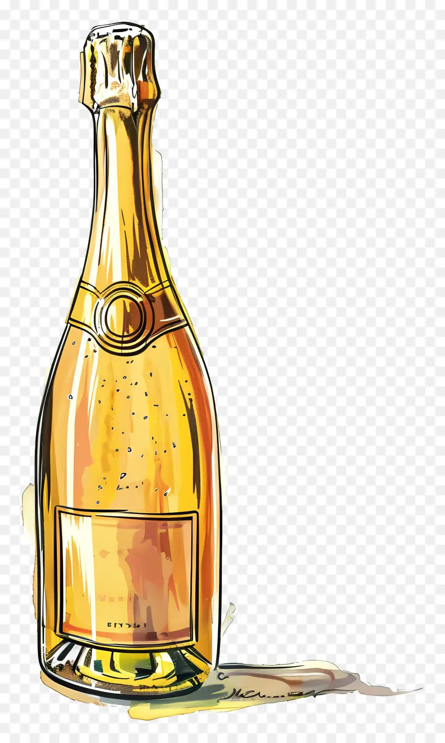 Bouteille De Champagne，Peinture à L'aquarelle PNG