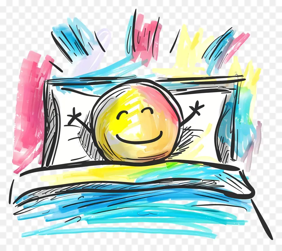 Visage Heureux Au Lit，Sourire PNG