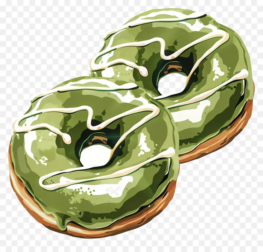 Matcha Donuts，Beignets Glacés Verts PNG