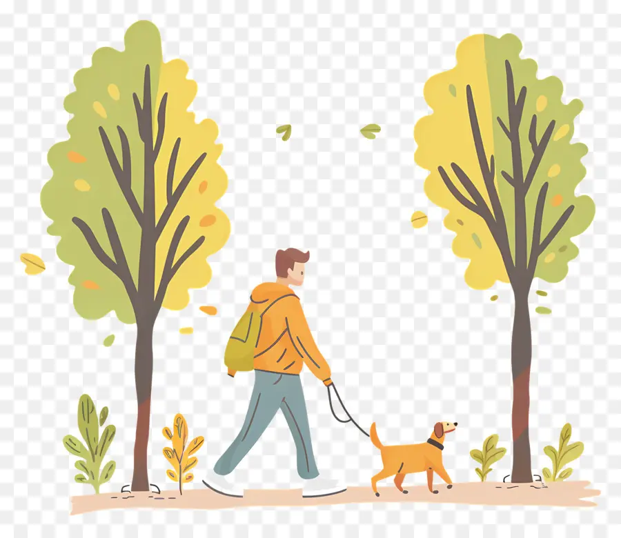 L'homme De Promenade De Chien，Illustration De Dessin Animé PNG