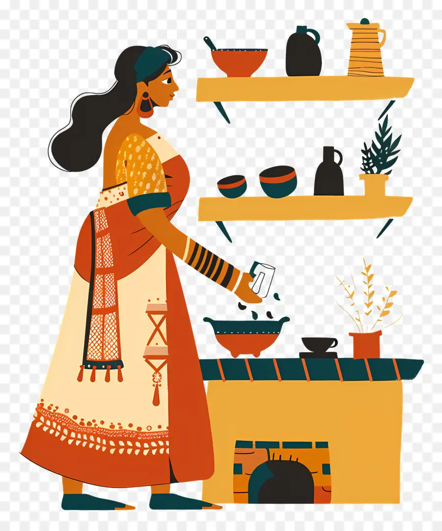 Femme Au Foyer Indienne，Cuisine Indienne PNG