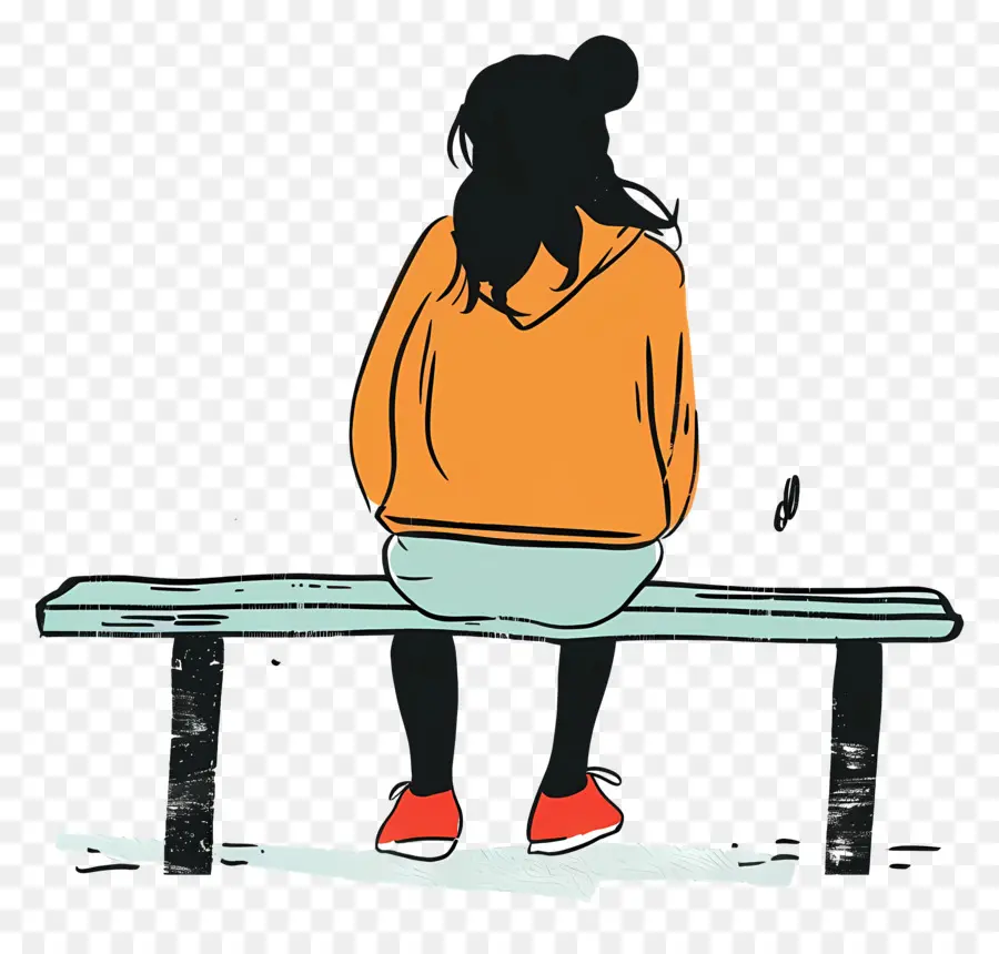 Fille Assise Sur Le Banc，La Contemplation PNG