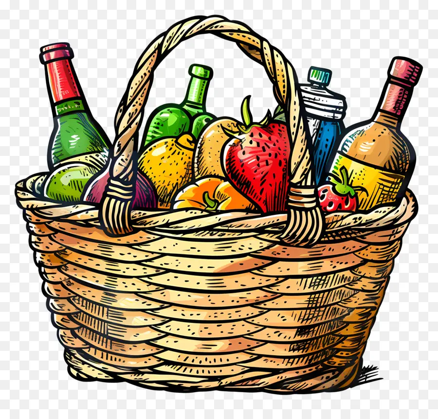 Panier D'épicerie，Panier Tissé PNG