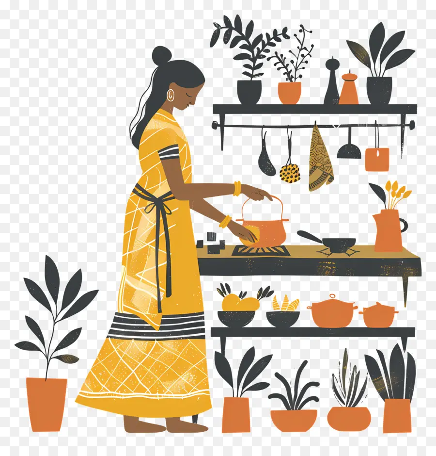 Femme Au Foyer Indienne，Cuisine Indienne PNG