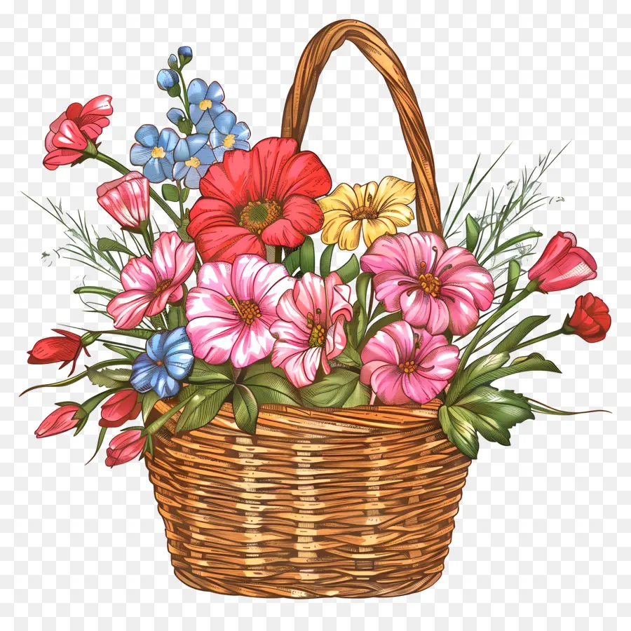 Panier Avec Des Fleurs，Panier De Fleurs PNG