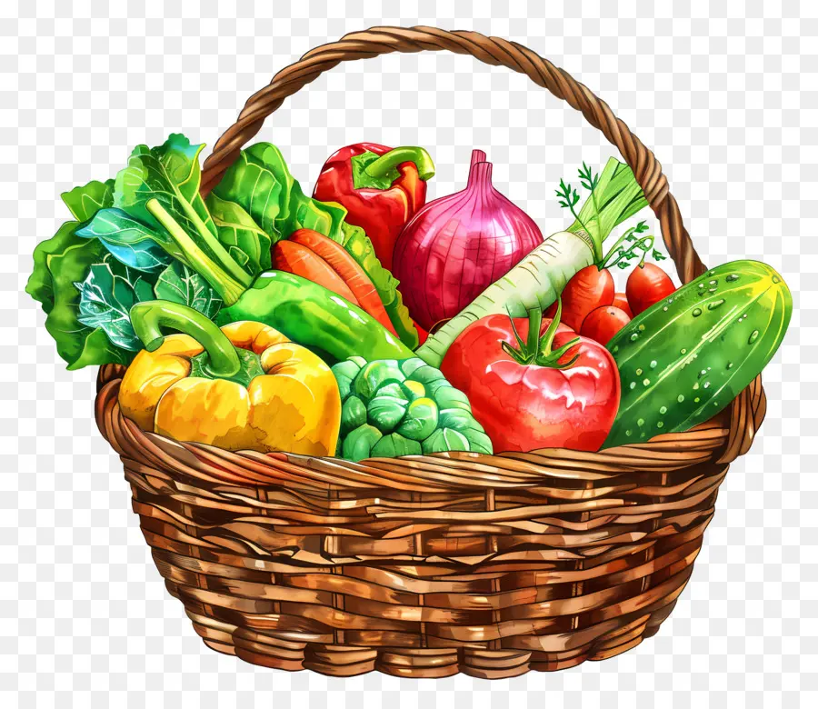 Panier Avec Légumes，Légumes Frais PNG