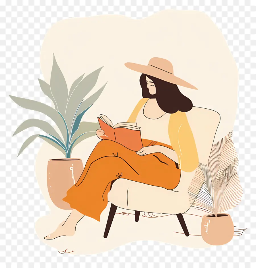 Femme Relaxante，Lire Un Livre PNG