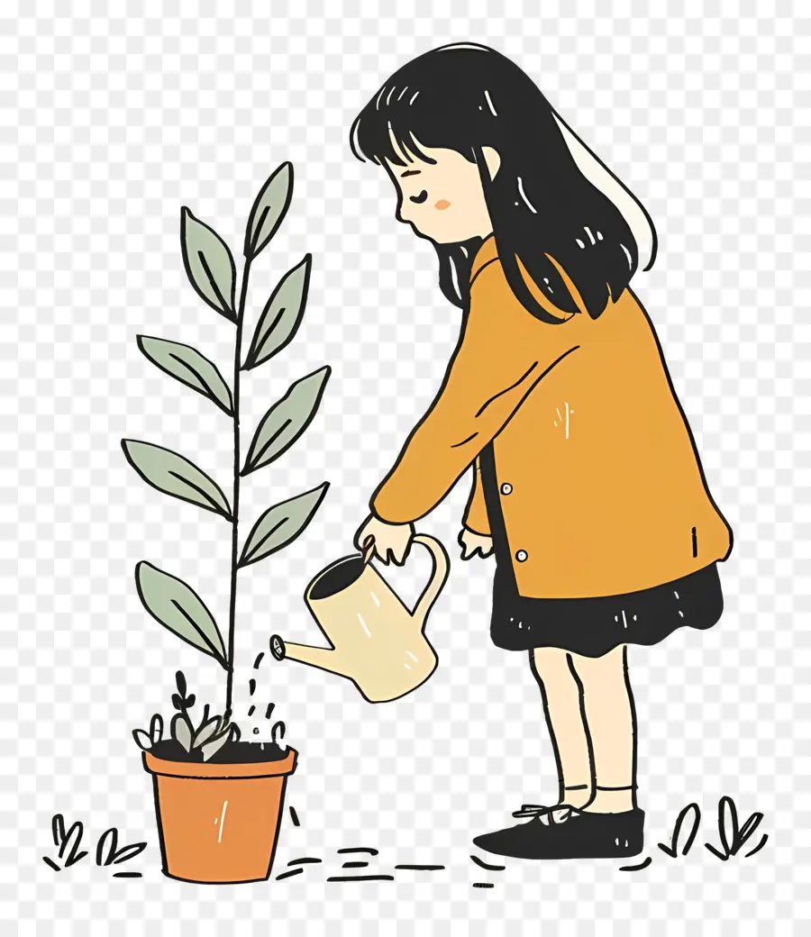 Plante D'arrosage De Fille，Jeune Fille PNG