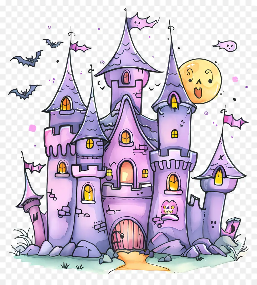 Château D'halloween Effrayant，Château PNG