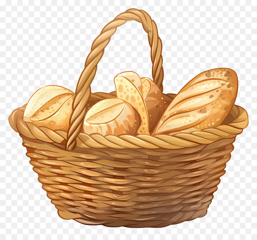 Panier Avec Du Pain，Du Pain Frais PNG