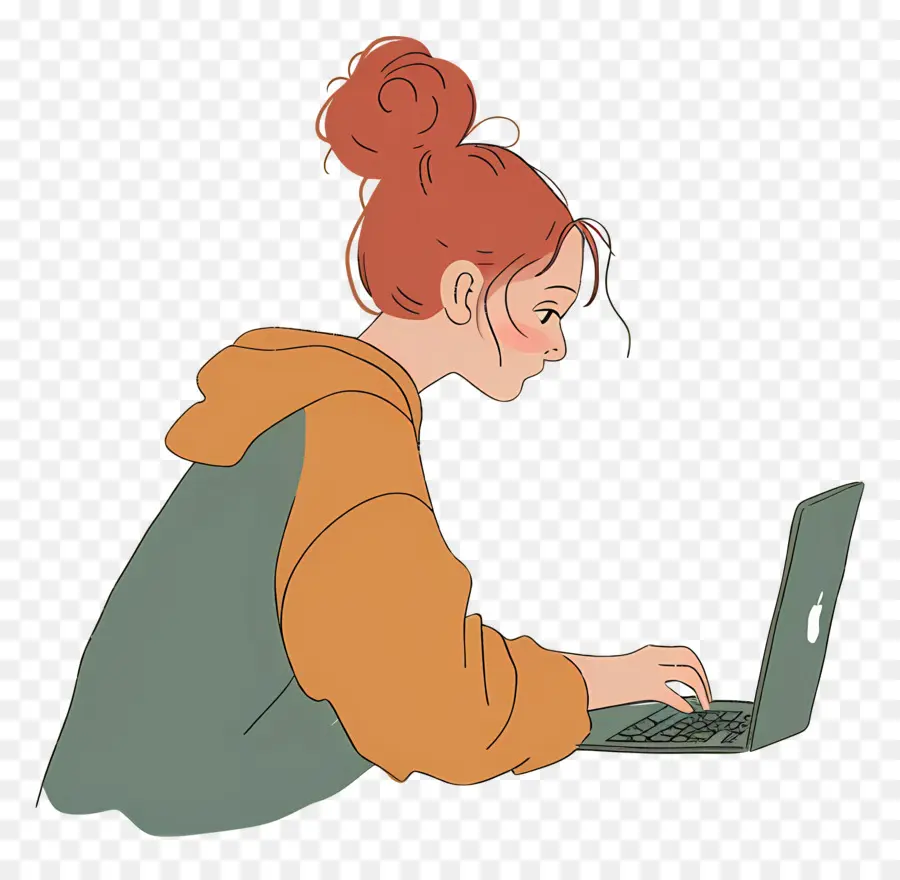 Femme Travaillant Sur Un Ordinateur Portable，Ordinateur Portable PNG