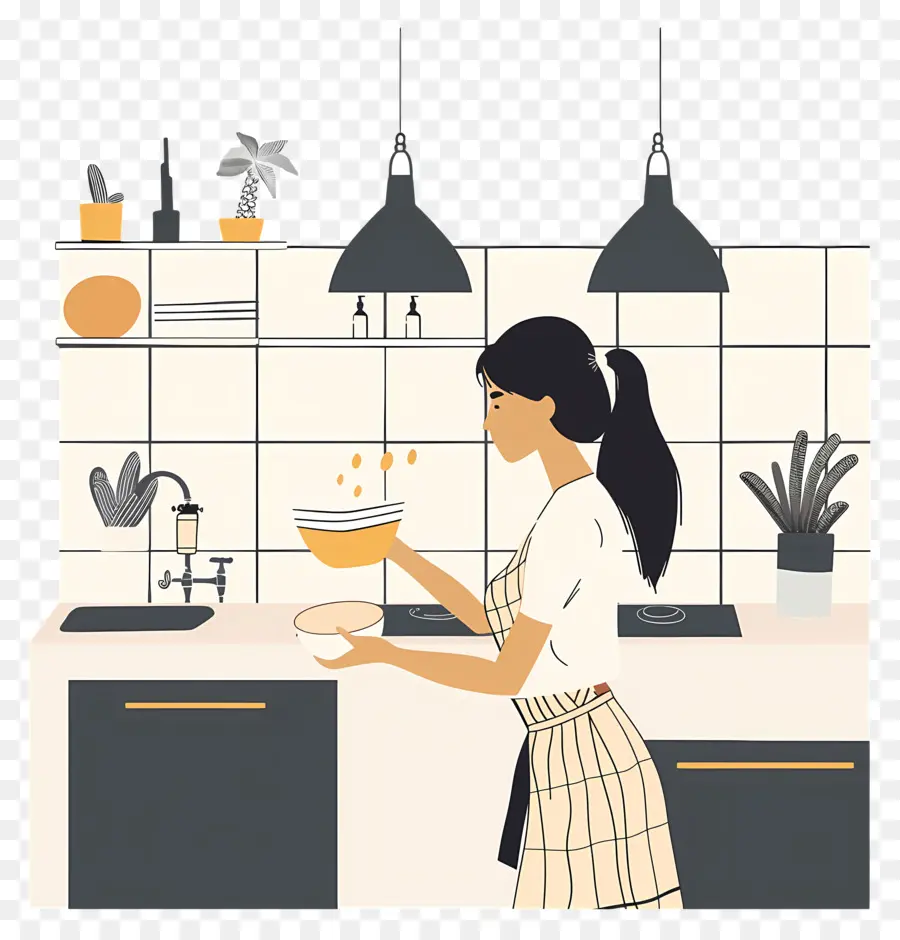 Femme Dans La Cuisine，La Cuisson PNG