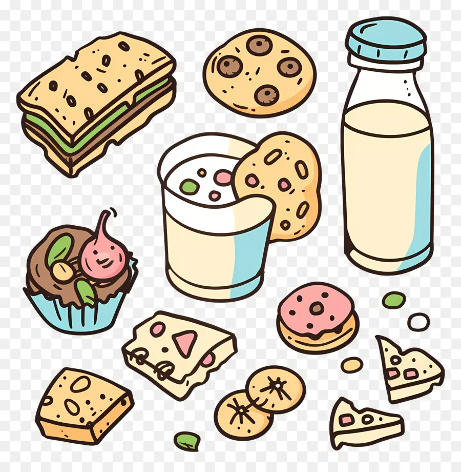 Biscuits Et Lait，Les Sucreries PNG