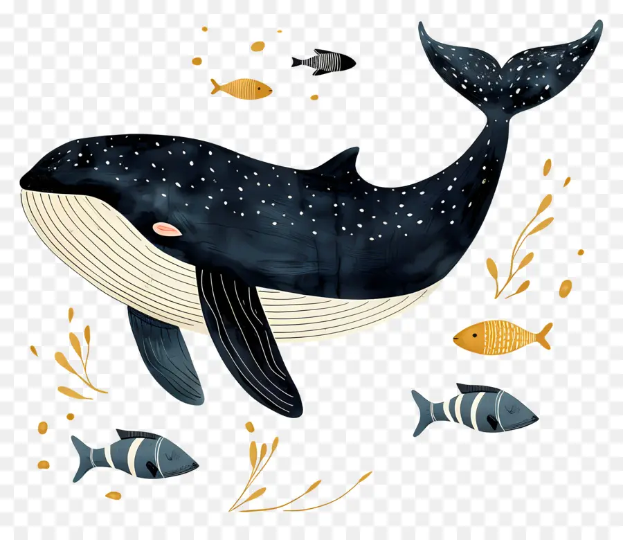 Baleine Et Poisson，Peinture à L'aquarelle PNG