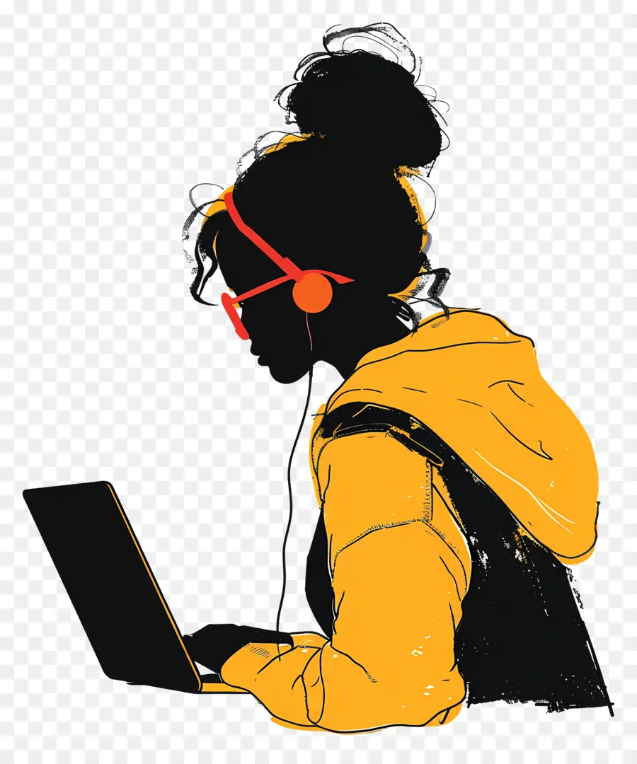 Femme Travaillant Sur Un Ordinateur Portable，Femme PNG