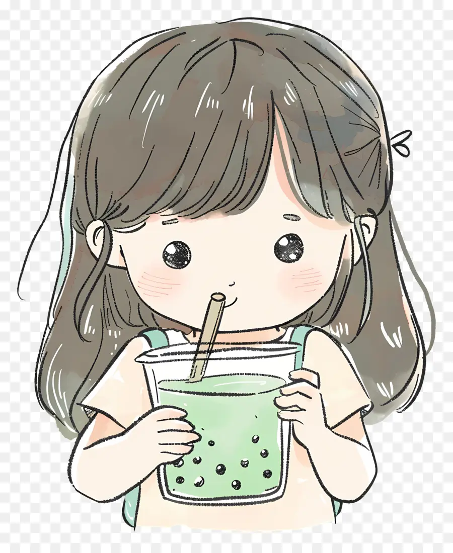 Girl Brinking Bubble Tea，Bubble Thé PNG