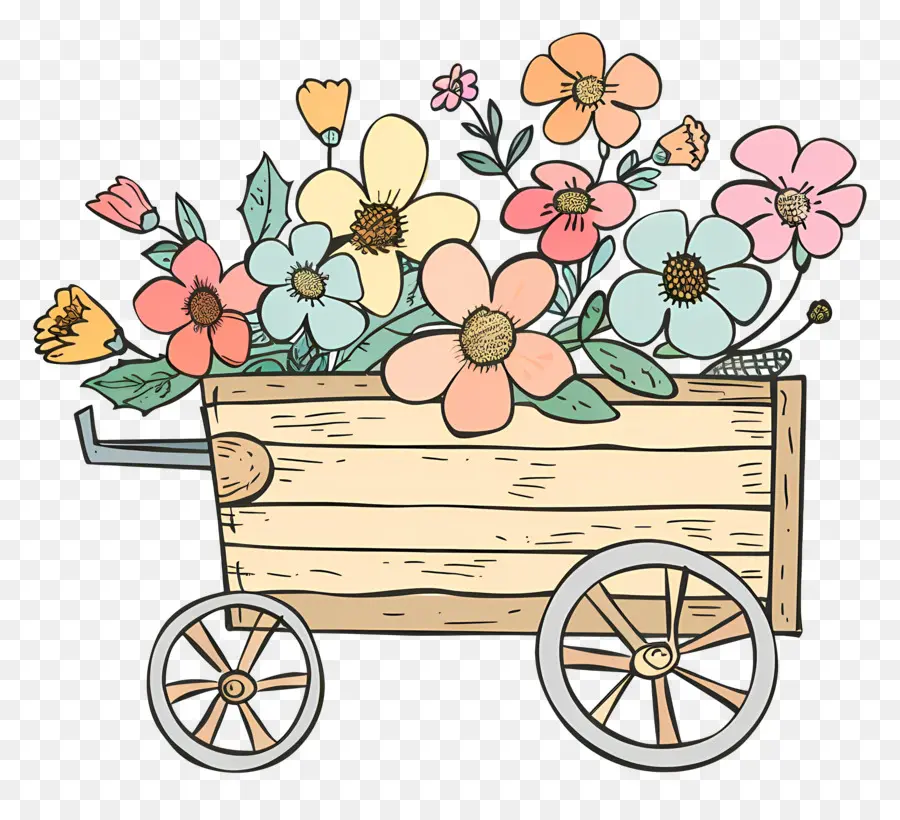 Chariot Floral，Fleur Panier PNG