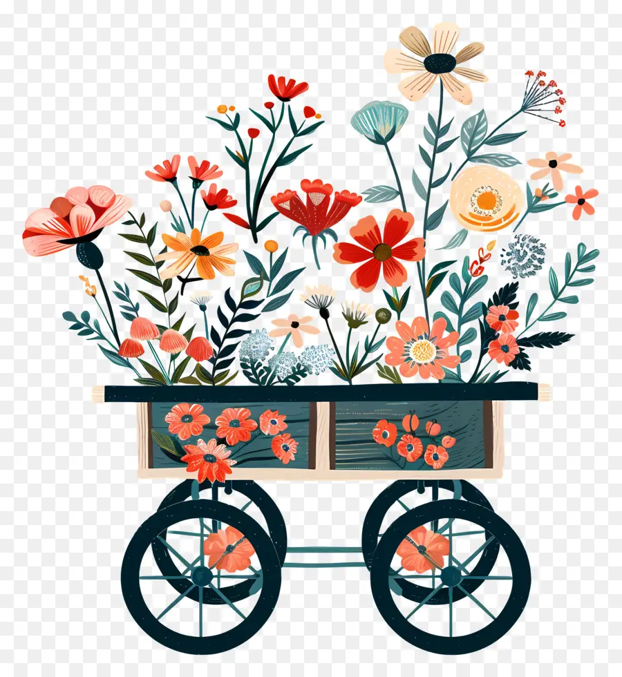 Chariot Floral，Chariot à Fleurs PNG