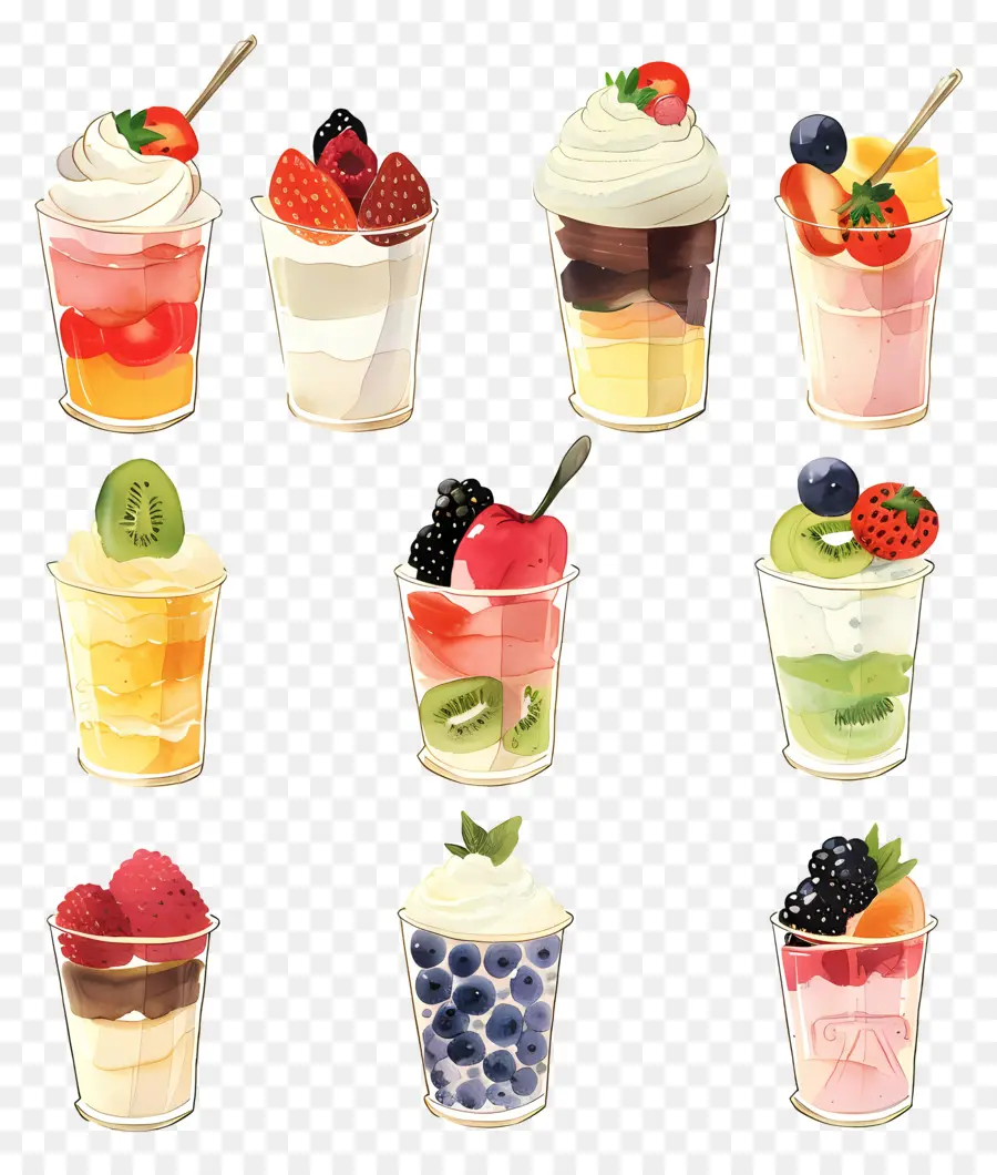 Parfaits，Coupes De Fruits PNG