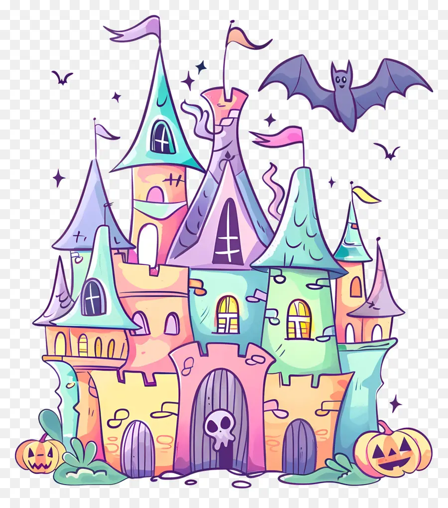 Château D'halloween Effrayant，Halloween PNG